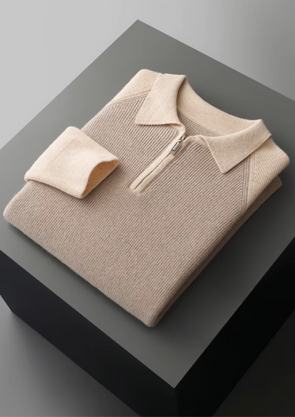 TWO TONE ZIPPER SWEATER POLO