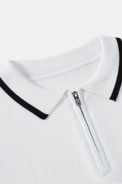 Knitted Quarter Zip Golf Polo