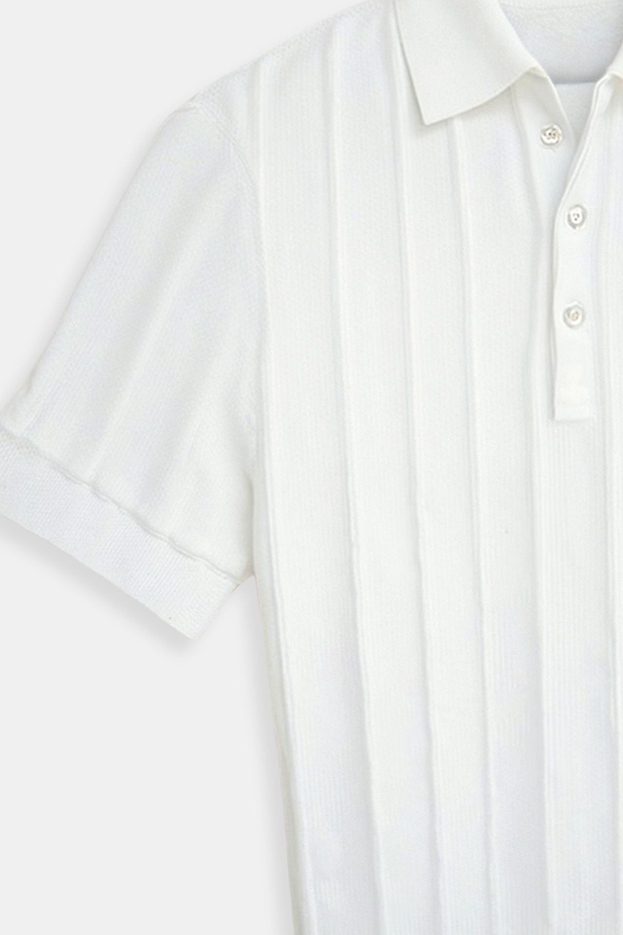 Vertical Striped Button Up Polo