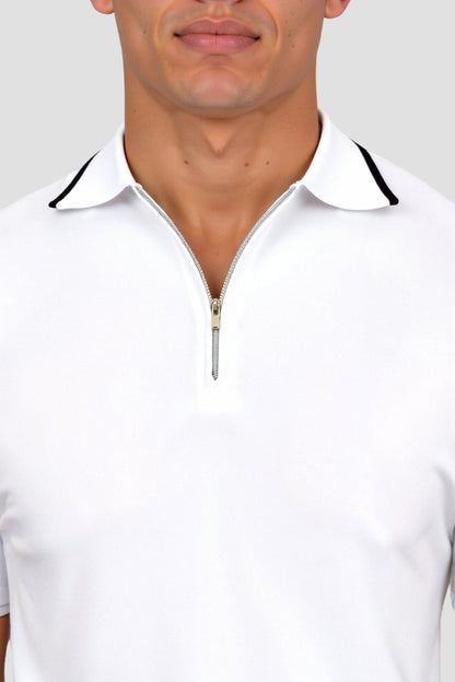 Knitted Quarter Zip Golf Polo