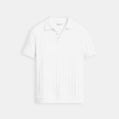 Vertical Striped Button Up Polo