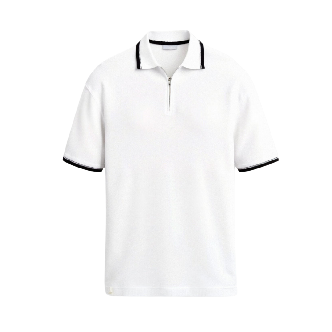 Knitted Quarter Zip Golf Polo